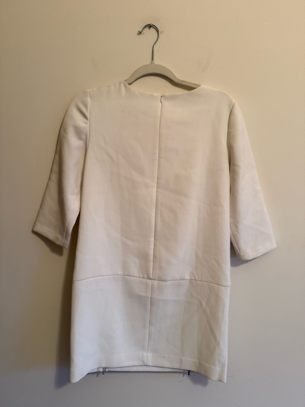 Ann Taylor Cream Mini Shift Dress with Front Zips - Picture 3 of 3